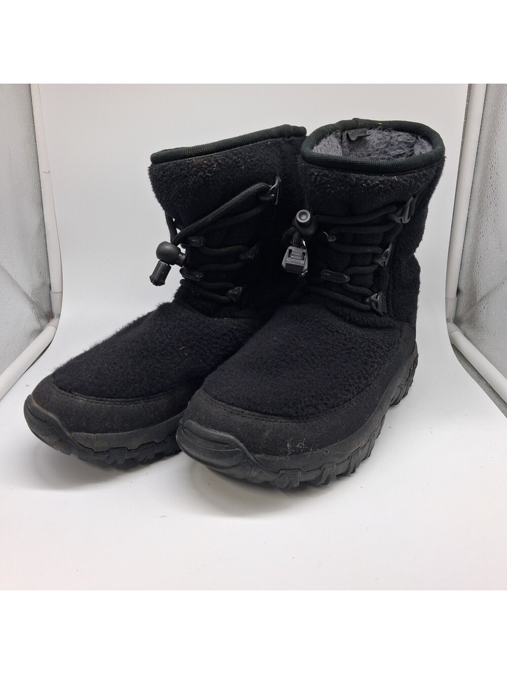 J.B.S. Womens Snow Boots Black Fleece Lined Insulated Drawcord UK 4 US 5